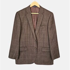 Brooks Brothers Regent Blazer 42S Brown Windowpane Plaid Lanificio di Pray Italy